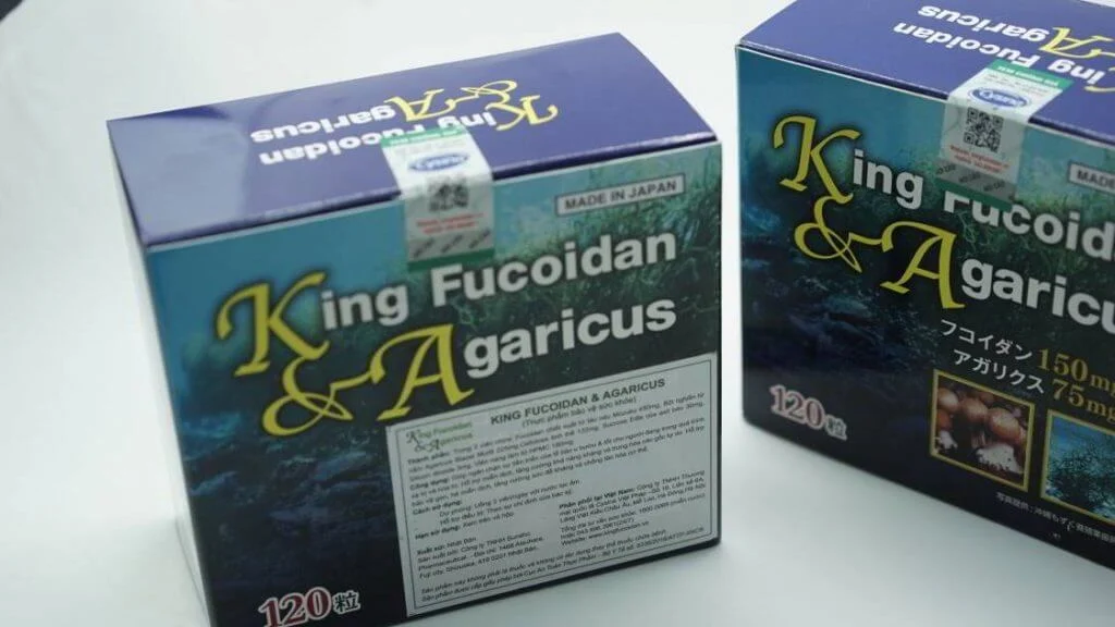 Sản phẩm King Fucoidan & Agaricus chính hãng phải có nhãn phụ